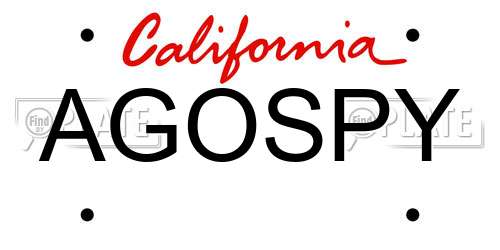 AGOSPY California License Plate