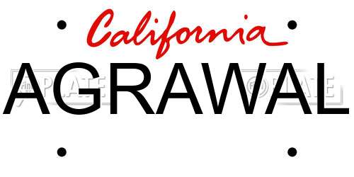 AGRAWAL California License Plate