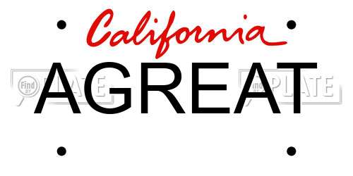 AGREAT California License Plate