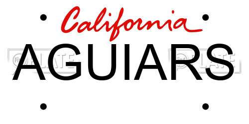 AGUIARS California License Plate