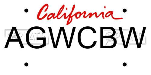 AGWCBW California License Plate