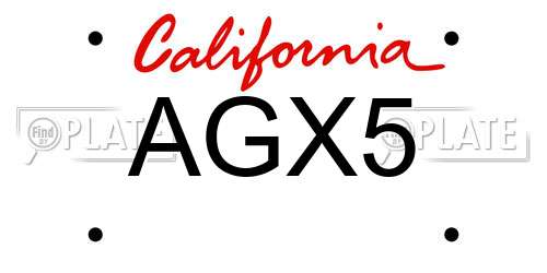 AGX5 California License Plate