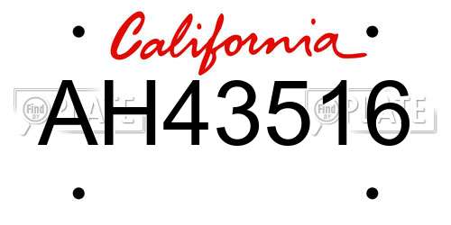AH43516 California License Plate
