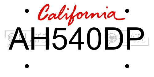 AH540DP California License Plate