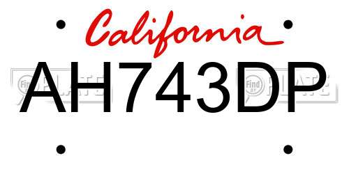 AH743DP California License Plate
