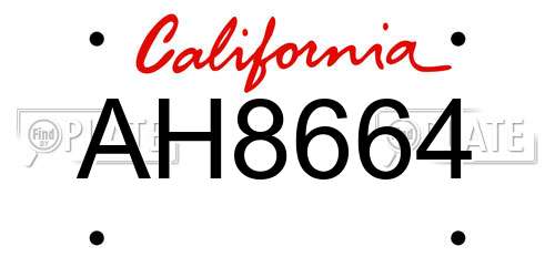 AH8664 California License Plate