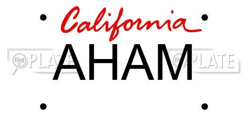 AHAM California License Plate