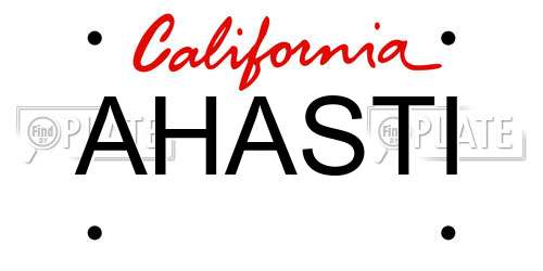 AHASTI California License Plate
