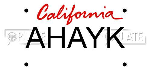 AHAYK California License Plate