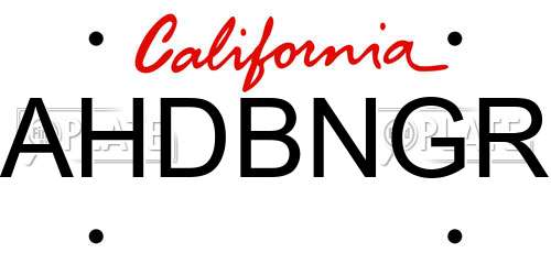 AHDBNGR California License Plate