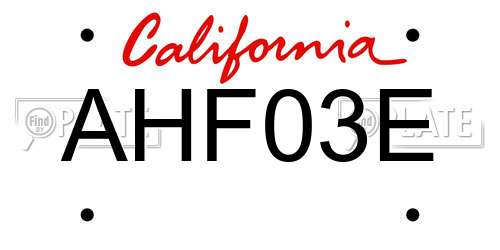 AHF03E California License Plate