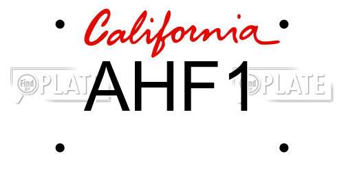 AHF1 California License Plate