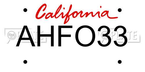 AHFO33 California License Plate