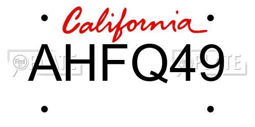 AHFQ49 California License Plate