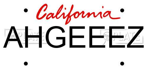 AHGEEEZ California License Plate