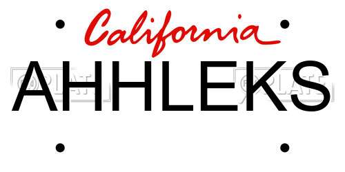 AHHLEKS California License Plate