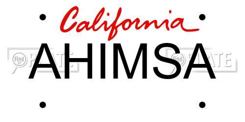 AHIMSA California License Plate