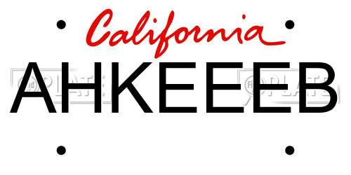 AHKEEEB California License Plate