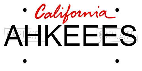 AHKEEES California License Plate