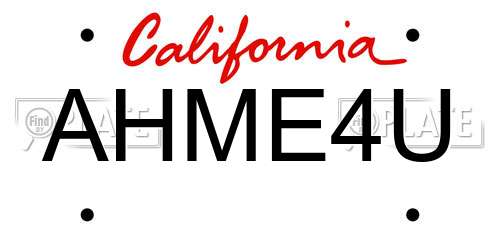 AHME4U California License Plate