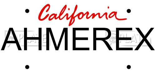 AHMEREX California License Plate