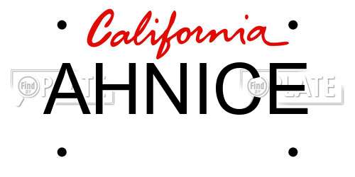 AHNICE California License Plate
