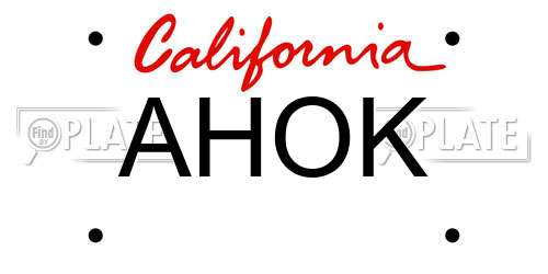 AHOK California License Plate