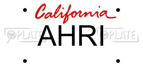AHRI California License Plate