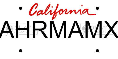 AHRMAMX California License Plate
