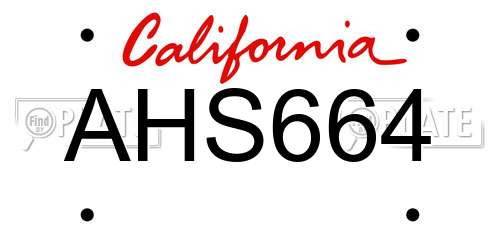 AHS664 California License Plate