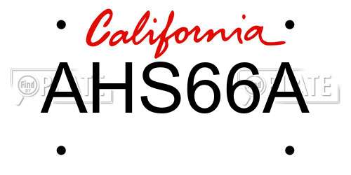 AHS66A California License Plate