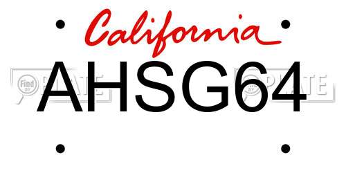 AHSG64 California License Plate