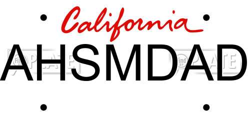 AHSMDAD California License Plate