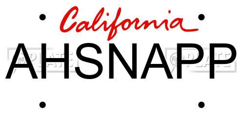 AHSNAPP California License Plate