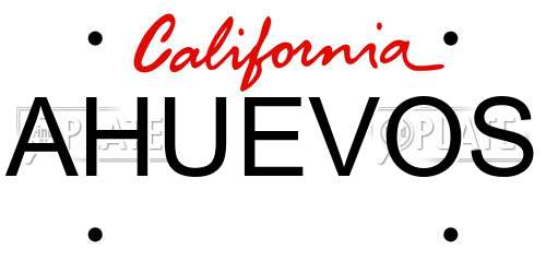 AHUEVOS California License Plate