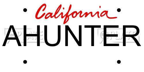 AHUNTER California License Plate
