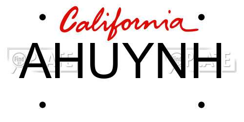 AHUYNH California License Plate