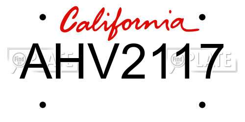 AHV2117 California License Plate