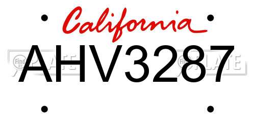 AHV3287 California License Plate
