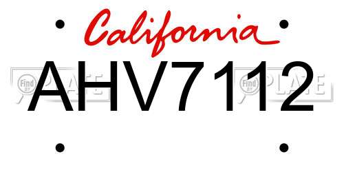 AHV7112 California License Plate