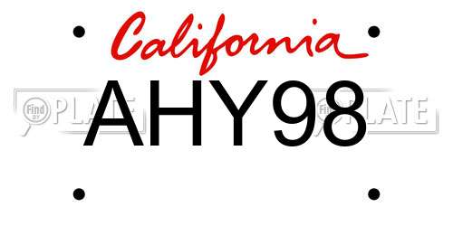 AHY98 California License Plate