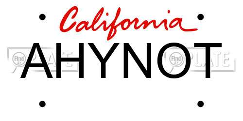 AHYNOT California License Plate