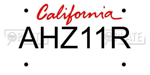 AHZ11R California License Plate