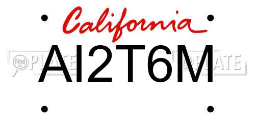 AI2T6M California License Plate