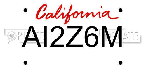 AI2Z6M California License Plate