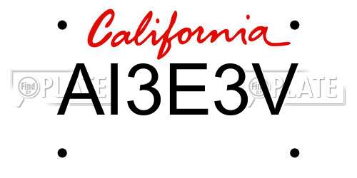 AI3E3V California License Plate