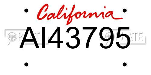 AI43795 California License Plate