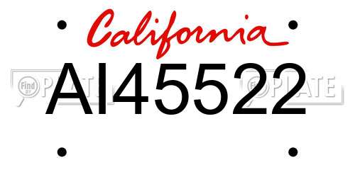 AI45522 California License Plate