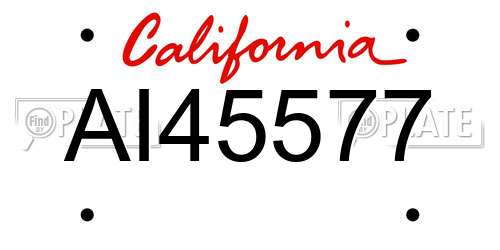 AI45577 California License Plate