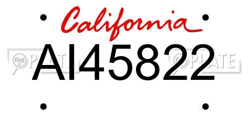 AI45822 California License Plate